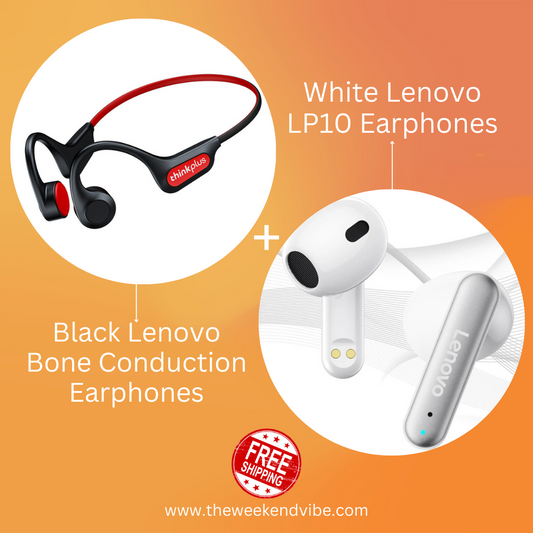 Bundle Promo: Black Lenovo Bone Conduction Earphones + White Lenovo LP10 Earphones