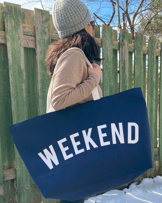 Extra Large Weekend Canvas Tote Bag - Dark Blue (FREE SHIPPING)