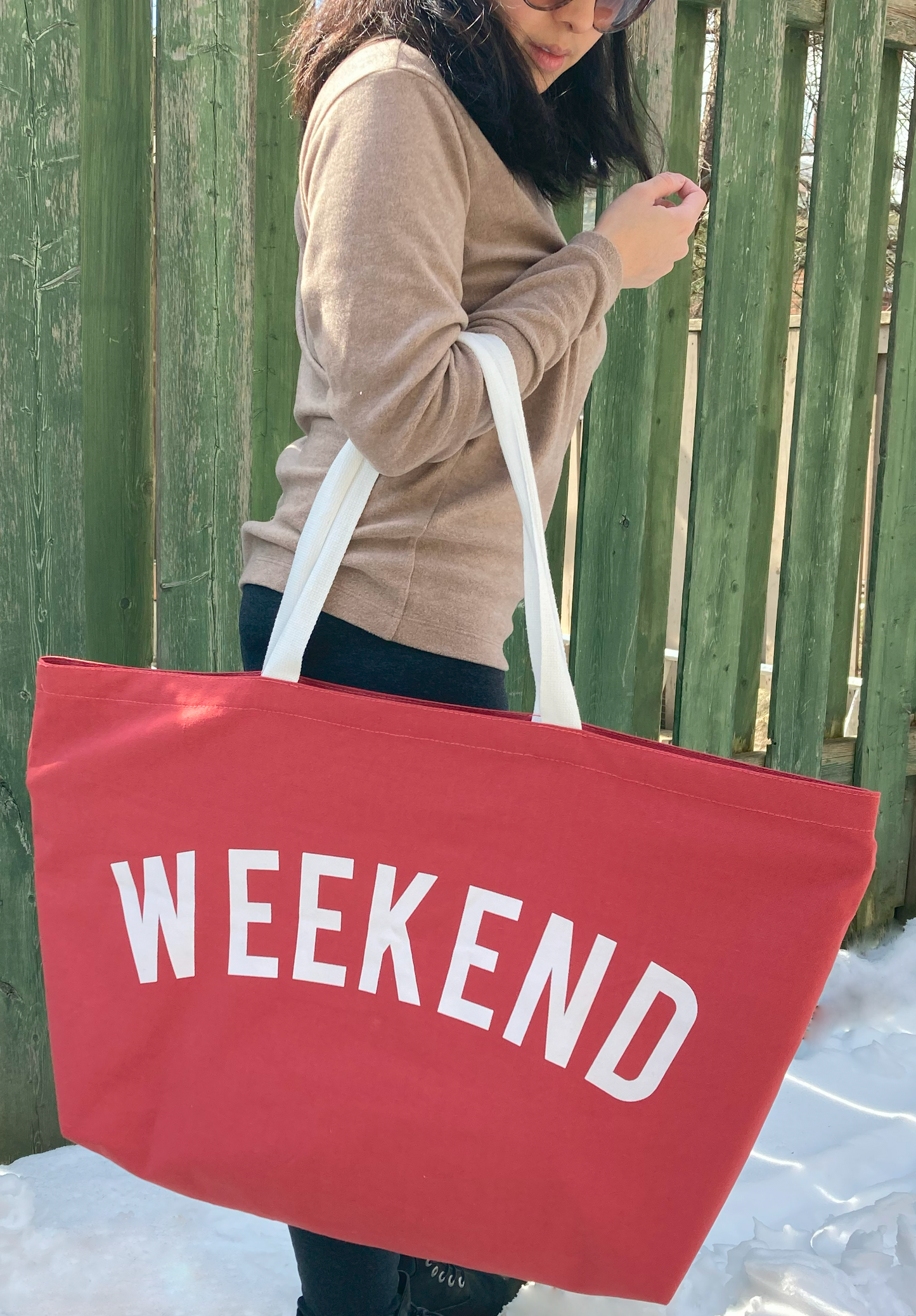 Extra Large Weekend Canvas Tote Bag - Terracotta Red (FREE SHIPPING)