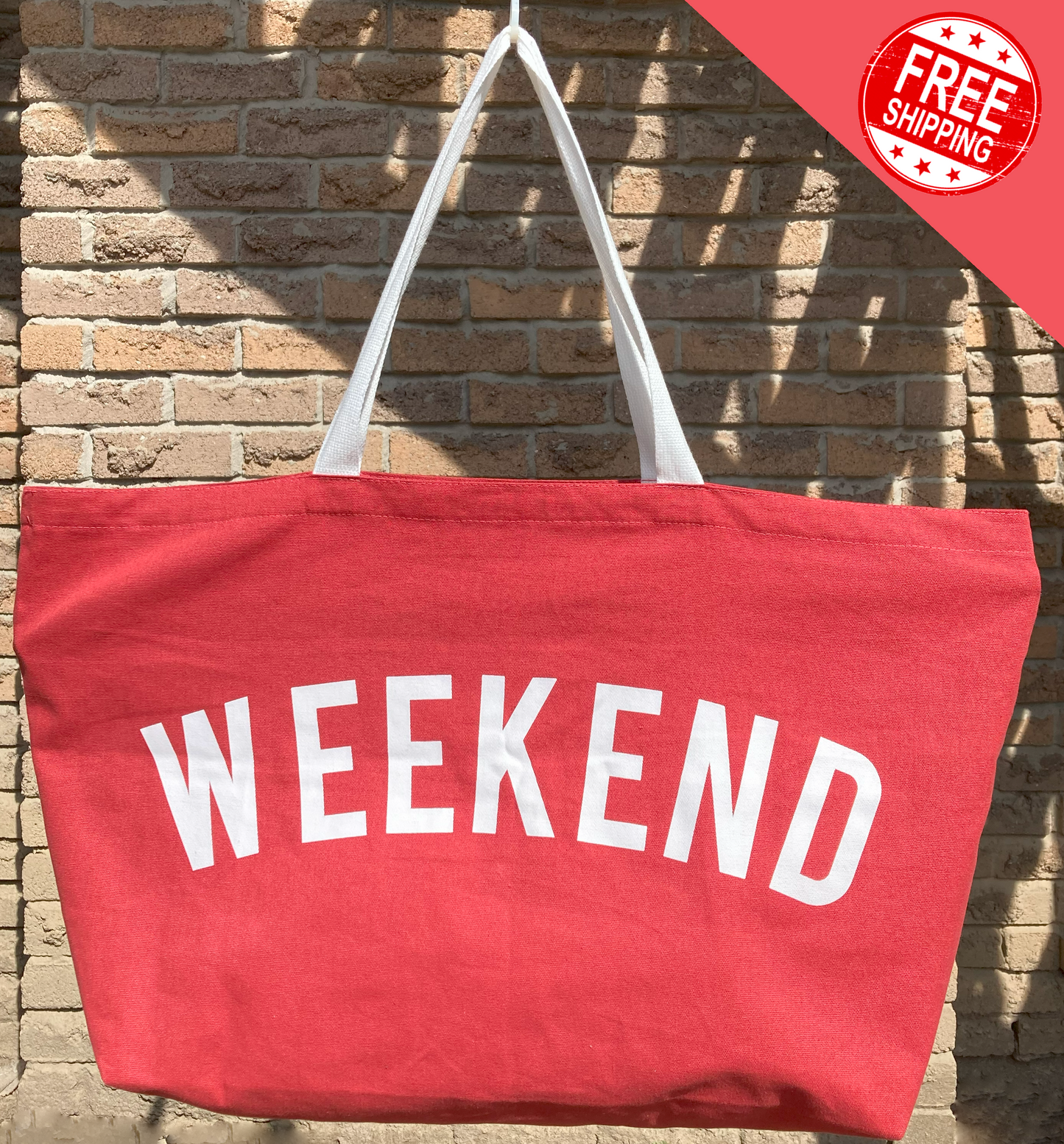 Extra Large Weekend Canvas Tote Bag - Terracotta Red (FREE SHIPPING)